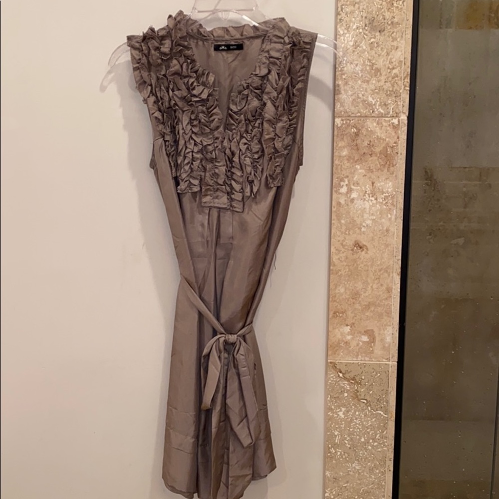Taupe crushed-satin dress